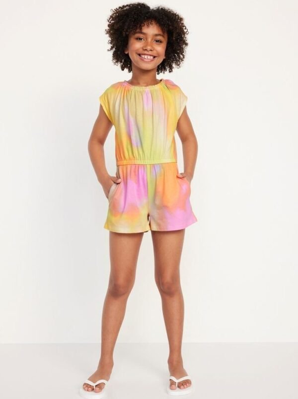 Girls-Short-Sleeve-Cinched-Waist-Romper